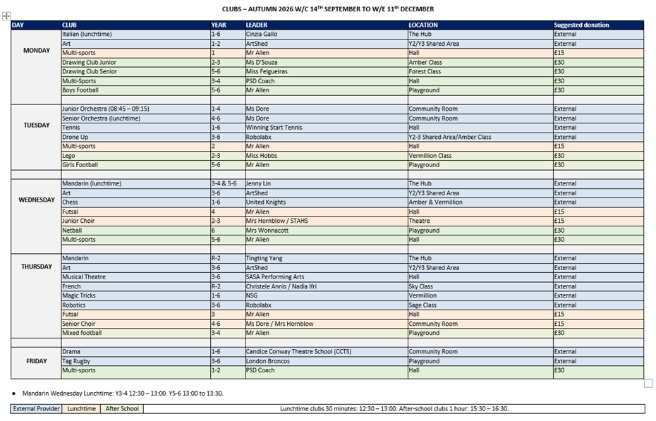 Clubs Autumn 26
